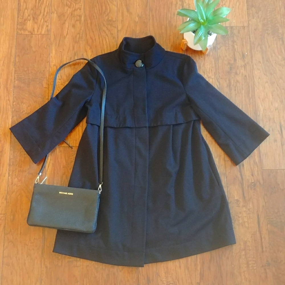 Michael Kors Black Mid Length 3/4 Sleeve Pea Coat. Small